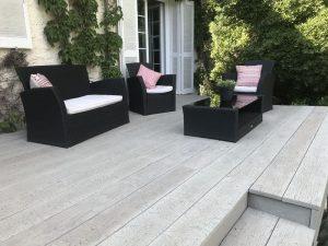 Aménagement de terrasse en fibre de verre bois flotté dans lesLandes